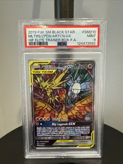 2019 Pokemon Sun & Moon Black Star Moltres & Zapdos & Articuno GX Promo PSA 9 - Image 1