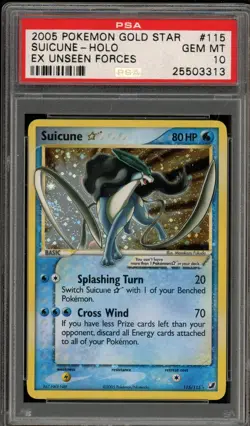 Pokemon Suicune Gold Star EX Unseen Forces Holo Ultra Rare #115 PSA 10 Gem Mint - Image 1