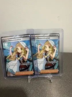 Pokemon Lillie's Determination Trainer Supporter MEG 169/132 Holo Card Lot of 2 - Image 1