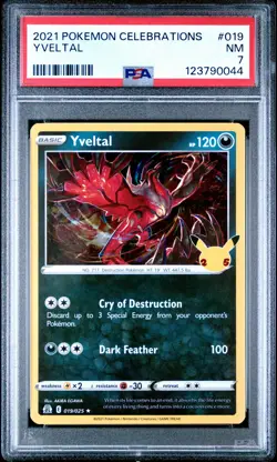 2021 POKEMON CELEBRATIONS #019 YVELTAL PSA 7 - Image 1