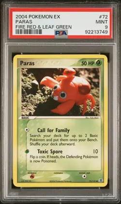 2004 POKEMON EX FIRE RED LEAF GREEN #72 PARAS PSA 9 MINT - Image 1