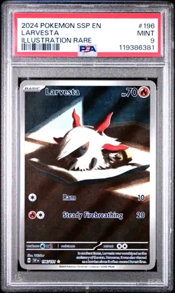 2024 POKEMON SSP EN-SURGING SPARKS ILLUSTRATION RARE #196 LARVESTA PSA 9 - Image 1