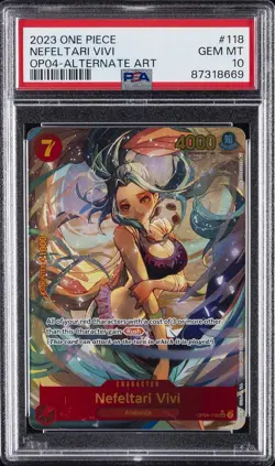 2023 ONE PIECE OP04-KINGDOMS OF INTRIGUE ALTERNATE ART NEFELTARI VIVI PSA 10 - Image 1
