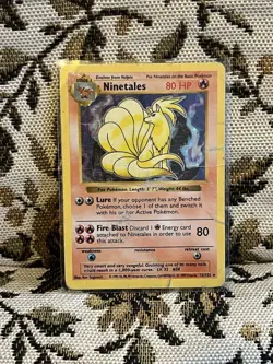 DAMAGED (DMG) Ninetales 12/102 Holo Base Set SHADOWLESS Pokemon Card - Image 1