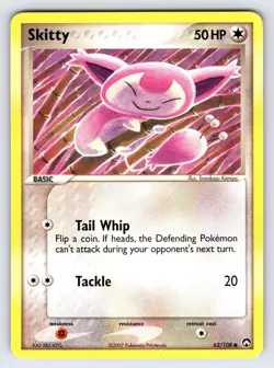 Skitty 62/108 2007 EX Power Keepers Pokemon Card TCG Komiya Artwork Common - Lp - Image 1