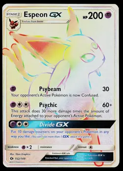 Pokemon Card - Espeon GX Sun & Moon Base Set 152/149 Secret Rare - Image 1