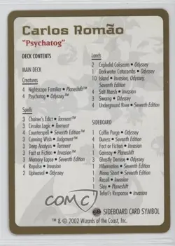 Deck Contents Carlos Romao Magic: Sydney World Championships s 2002 - Image 1