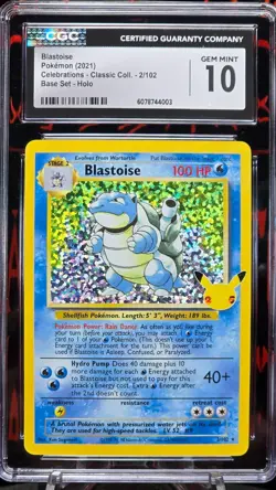 CGC 10 Blastoise 2/102 Holo 2021 Pokemon Celebrations Classic Collection - Image 2