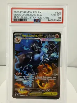 PSA 10 GEM MT 2025 POKEMON PFL EN-PHANTASMAL FLAMES #125 MEGA CHARIZARD X ex SIR - Image 1