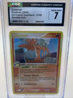 CGC 7 Camerupt Pokemon 2006 3/100 EX Crystal Guardians Reverse Holo NM - Image 1