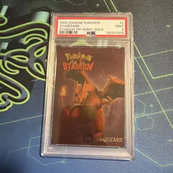 2000 DANONE POKEMON CHARIZARD TIP SHINY GOLD #2 PSA 9 - Image 1