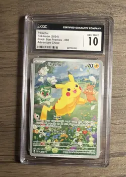 2024 POKEMON BLACK STAR PROMOS ADVENTURE CHEST #088 PIKACHU CGC 10 GEM MINT - Image 1