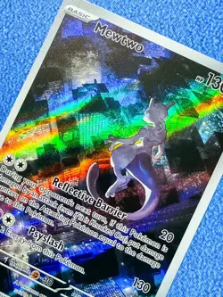 Mewtwo Pokemon SVP Black Star Promo Illustration Rare IR Holo #052 151 UPC 🟣 - Image 3