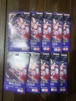 One Piece Op14-EB04 The Azure Sea Seven Single Sleeved Pack Lot Of 10 Sealed - Image 1