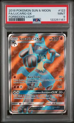 PSA 9 Lucario GX 122/131 Forbidden Light Pokemon Card 🔥 SHIPS ASAP - Image 1