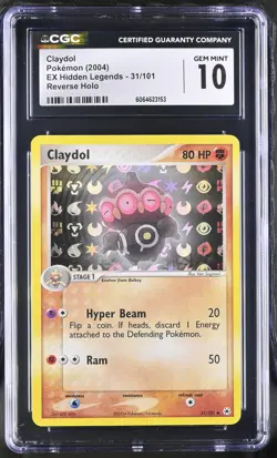 CGC 10 GEM MINT Claydol 2004 EX Hidden Legends 31/101 Reverse Holo Pokemon Card - Image 1