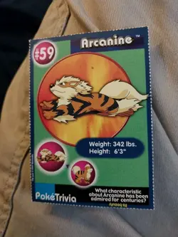 VTG Vintage POKEMON Pokemon Burger King Promo Nintendo TRADING CARD #59 Arcanine - Image 1
