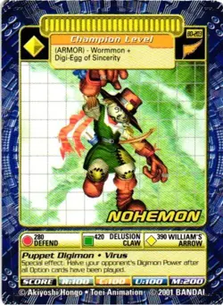DIGIMON DIGI-BATTLE BOOSTER SERIES 4 NON-FOIL RARE CARD - BO-203 NOHEMON - Image 1