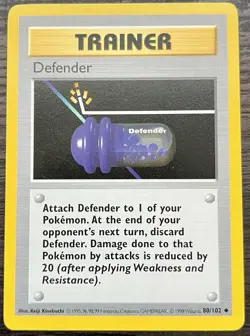 Shadowless Defender 080/102 Pokemon TCG WOTC Base Set LP - Image 1