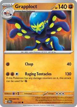 Pokemon Grapploct - 113/191 - Common - Reverse Holo NM-Mint Surging Sparks - Image 1