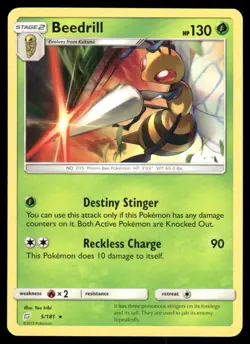 Pokemon Cards Beedrill 5/181 Team Up Sun & Moon Rare NM - Image 1