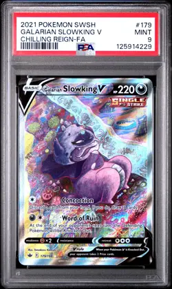 2021 POKEMON SWORD & SHIELD CHILLING REIGN FULL ART/GALARIAN SLOWKING V PSA 9 - Image 1