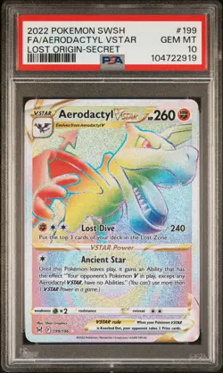 2022 POKEMON SWORD & SHIELD LOST ORIGIN SECRET FULL ART/AERODACTYL VSTAR PSA 10 - Image 1