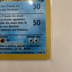 Pokemon TCG Articuno 2/62 Fossil Holo Rare Unlimited 1999 LP - Image 4