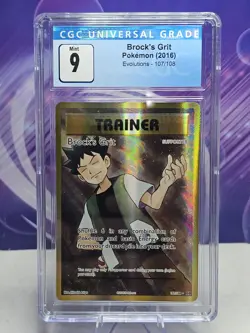 Brock's Grit 107/108 Ultra Rare Holo Evolutions Pokemon CGC 9 Mint Blue Label - Image 1