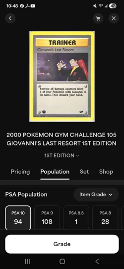 2000 Pokemon - 1st Edition Giovanni’s Last Resort Gym Challenge 105/132 - PSA 10 - Image 3