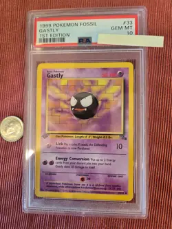PSA 10 Gastly 33/62 1st Edition Fossil Non Holo Pokemon Card - Image 1