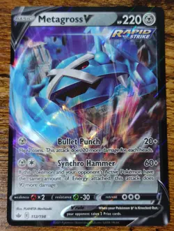 Metagross V 112/198 Gloss Shift Error Misprint Chilling Reign Pokemon Card NM % - Image 1