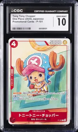 2025 ONE PIECE PROMO CARDS JPN #P-101 TONY TONY CHOPPER CGC 10 GEM MINT - Image 1