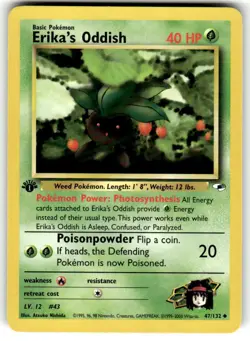Pokemon TCG Gym Heros (1st Edition) #47/132 Erika's Oddish LP+ - Image 1