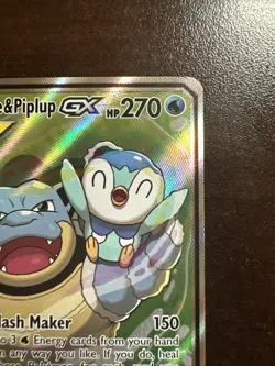 Blastoise & Piplup GX 215/236 Alt Art Pokemon TCG Cosmic Eclipse LP - Image 3