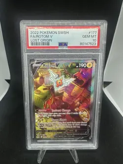2022 Pokemon Sword & Shield Lost Origin Rotom V #177/196 *ALTERNATE ART* PSA 10 - Image 1