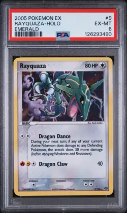 2005 POKEMON EX EMERALD #9 RAYQUAZA-HOLO EMERALD PSA 6 - Image 1