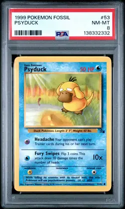 1999 POKEMON FOSSIL #53 PSYDUCK PSA 8 - Image 1