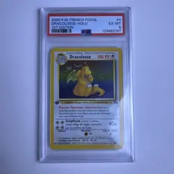 PSA 6 2000 POKEMON FRENCH FOSSIL 1ST EDITION HOLO DRACOLOSSE #4 DRAGONITE - Image 1