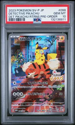 2023 POKEMON JPN SV-P PROMO #098 DETECTIVE PIKACHU PSA 10 - Image 1