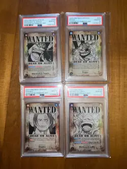 One Piece OP09 Wanted Poster complete set PSA 10 English Luffy Shanks Teach Bugg - Image 1