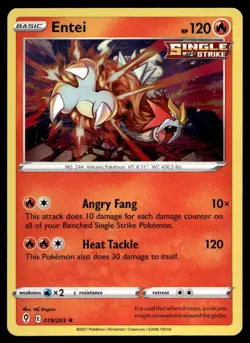 Entei 19/203 Pokemon Card Evolving Skies Rare 120 HP Holo Lightly Played I19 - Image 1