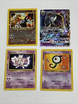 Pokemon TCG WotC Black Star Promo 4 Card Lot Mewtwo Entei Unknown Lunala - Image 1