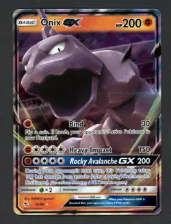 Onix GX - 36/68 - Pokemon Hidden Fates Sun & Moon Ultra Rare Card NM - Image 1