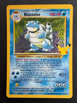 Blastoise Holo 2/102 25th Anniversary Celebrations Pokemon Card - Image 1