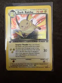 Pokemon Dark Raichu Holo TCG Card 83/82 Secret Rare FIRST EDITION - Image 2