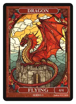 Dragon 4/4 Stained Glass Token Givememana Tokens Magic the Gathering - Image 1