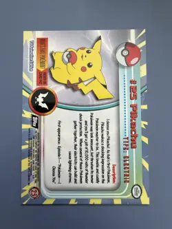 Pikachu #25 Topps TV Animation Edition Non Holo Pokemon 1999 Blue Logo - Image 2