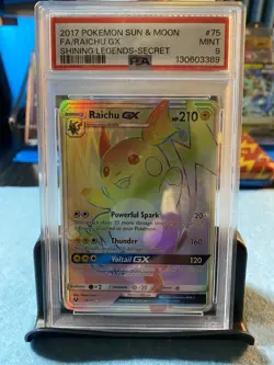 Pokemon TCG Raichu GX Holo Secret Rare Full Art Shining Legends 75/73 PSA 9 MINT - Image 1