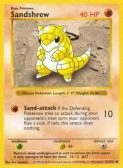 4x Heavily Played Sandshrew - 62/102 - Common - Shadowless Edition Pokemon Base - Image 1